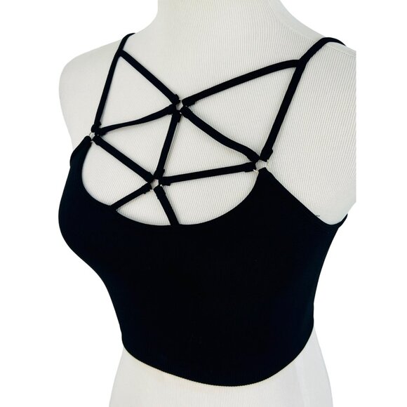 NWT Black Strappy Bralette Crop Top | Baddie Grunge Fairy Streetwear Whimsigoth - Picture 11 of 16
